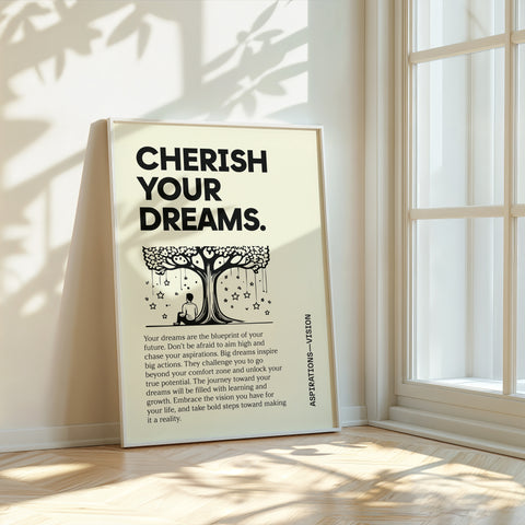 Inspirational Wall Art - Cherish Your Dreams Quote Print