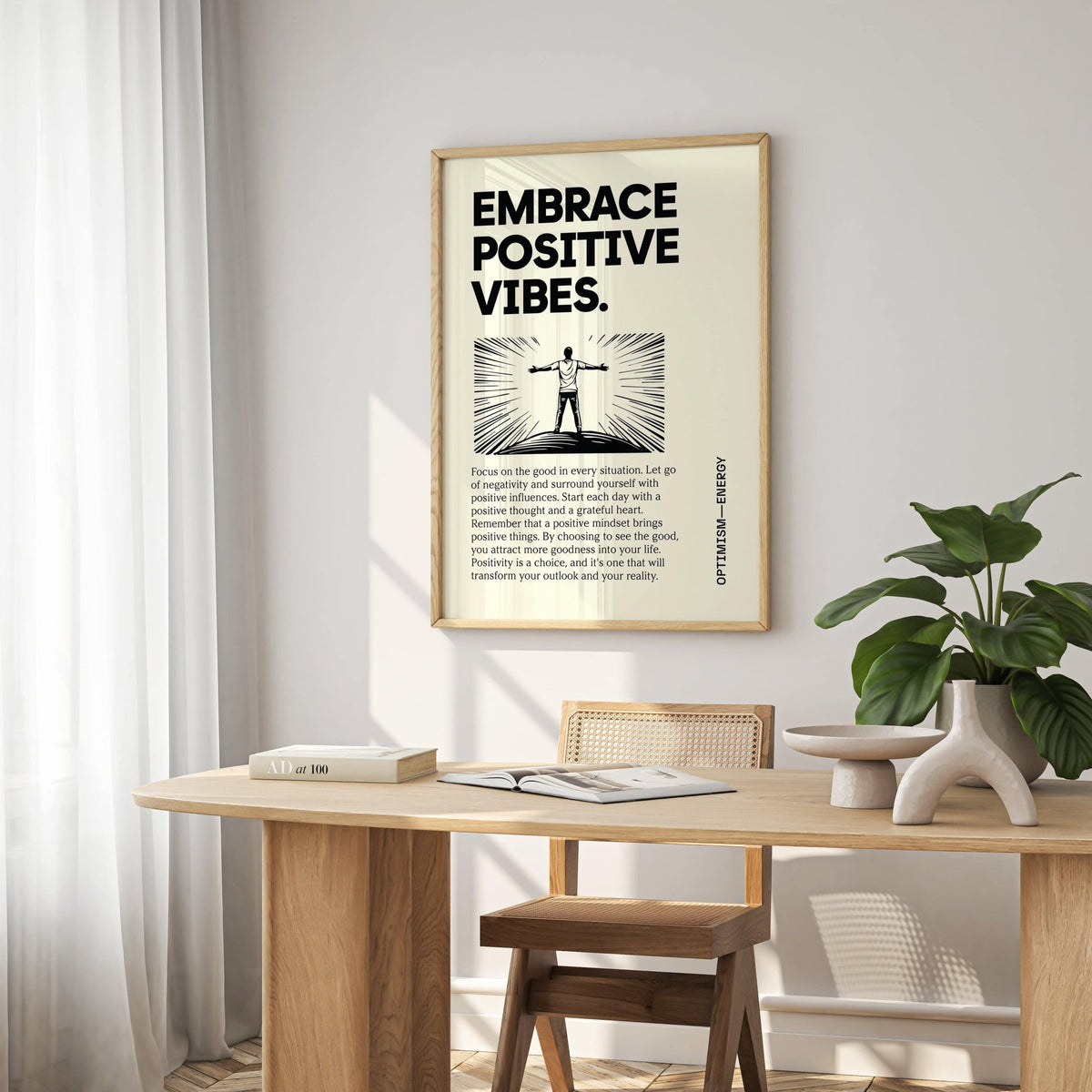 Minimalist motivational quote poster for creative workspaces