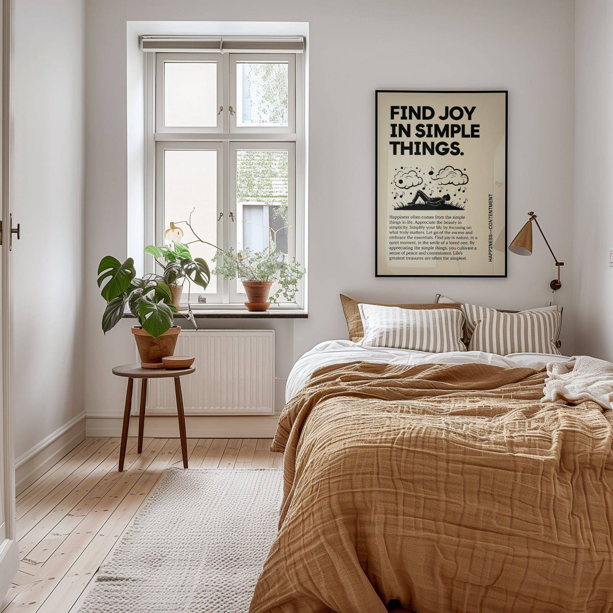 Cream and black motivational student wall art print