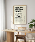 Minimalist "Find Joy in Simple Things" art print for student decor