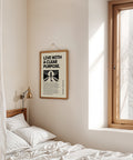 Stylish quote wall art for bedroom inspiration.
