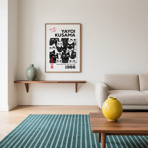 Quirky Black and White Cat Wall Art