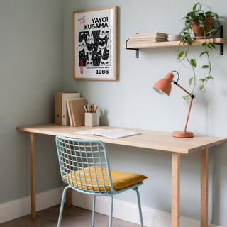 Unique Kusama-style black and white cat art perfect for office spaces
