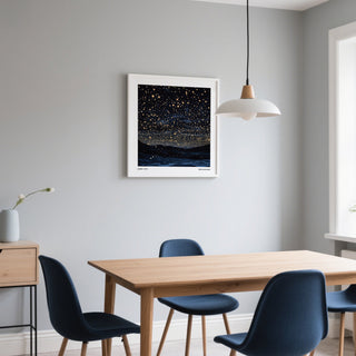 Dining Room table wall art of night sky in square shape