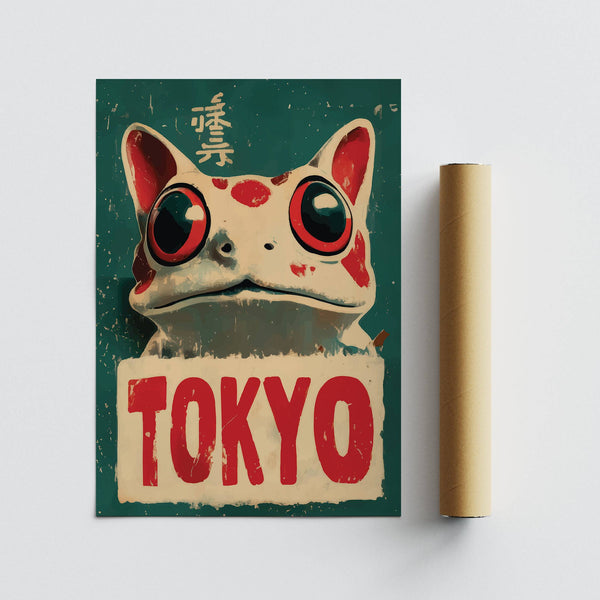 Matte paper poster showcasing quirky frog prints aesthetic