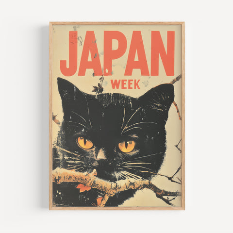 Bold Japanese Art Poster | Japan Week Vintage Wall Art for Living Room