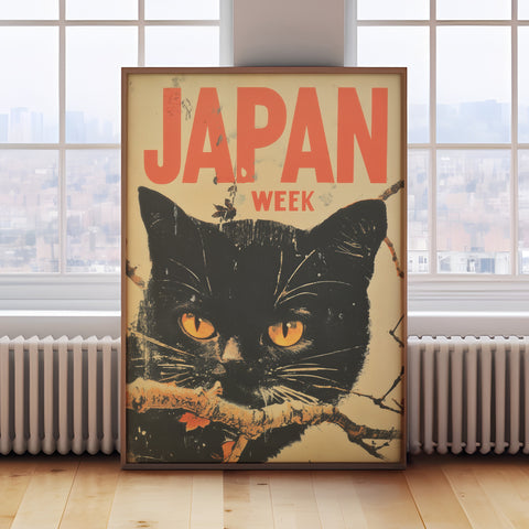 Bold Japanese Art Poster | Japan Week Vintage Wall Art for Living Room