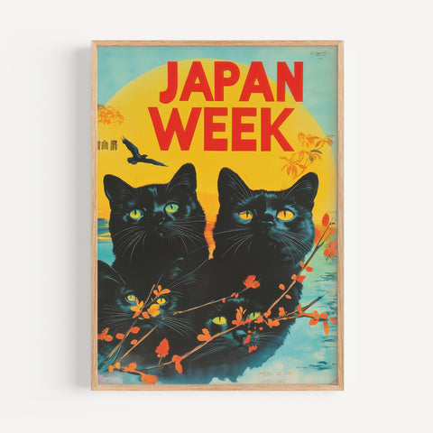 Black Cats Poster Japan Vintage