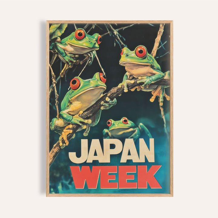 japanese frog prints featuring vibrant tree frogs