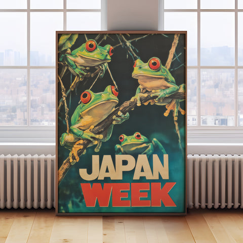 Colourful Japan Week Frog Poster | Unique Frog Gifts for Home Decor