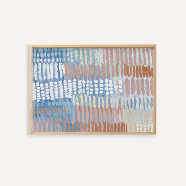 Contemporary Abstract Print in Blue Pink Beige for living room wall art