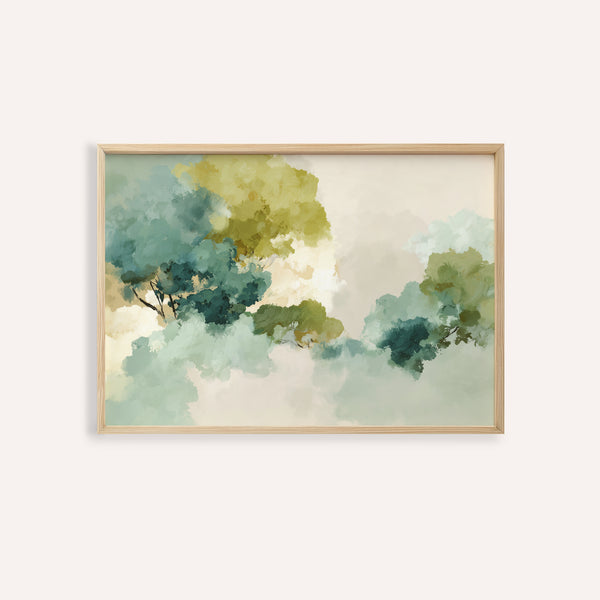 Green Abstract Art wall art with Green and Beige for living room