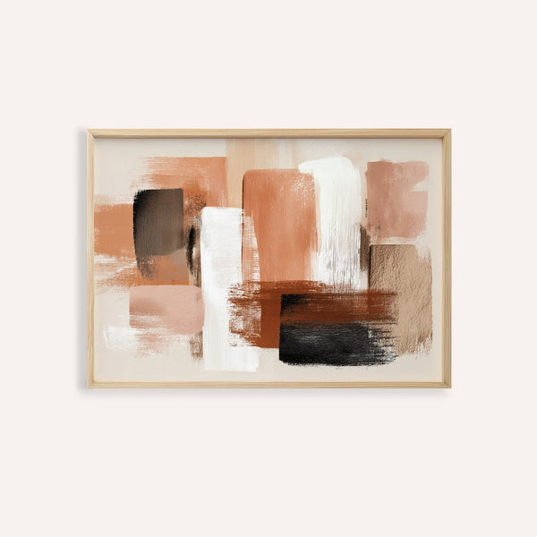 Terracotta Color Art with White and Beige for living room wall art