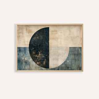Modern Art Poster in Blue and Beige for living room wall art print