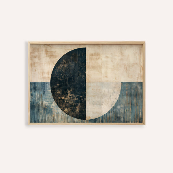 Modern Art Poster in Blue and Beige for living room wall art print