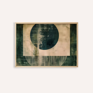 Abstract Geometric Poster with Green and Beige for living room wall art
