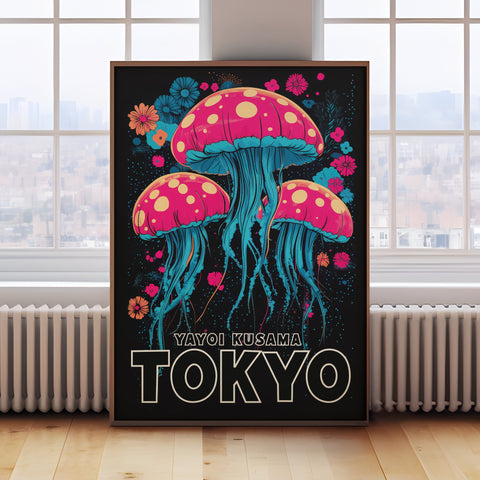 Yayoi Kusama Jellyfish Poster – Colorful Ocean Wall Art