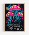 Yayoi Kusama Bold & Vibrant Jellyfish family in Pink and Blue