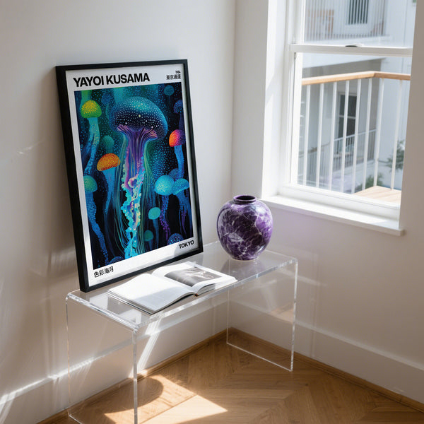 Large Yayoi Kusama jellyfish print with intricate details