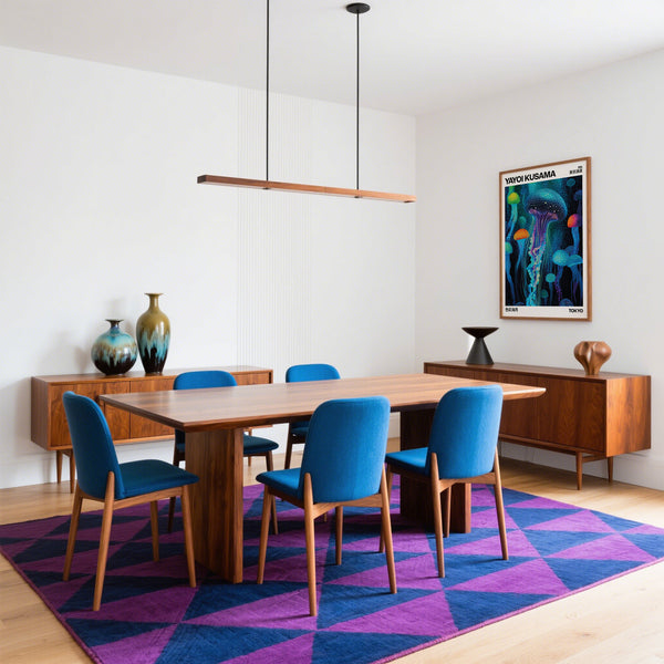 Dining Room Yayoi Kusama Art in bold hues of blue and purple