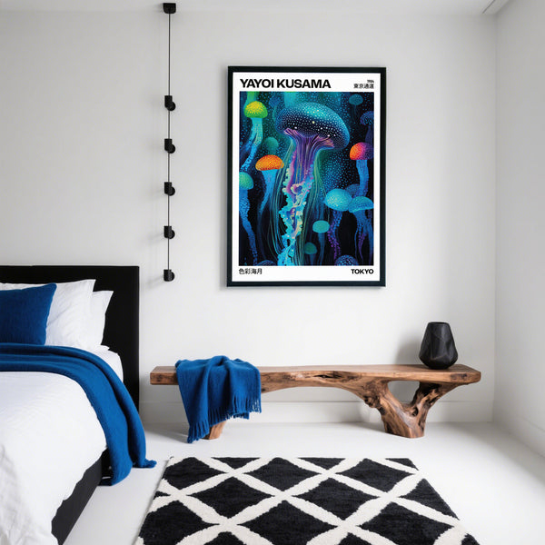 Modern abstract jellyfish wall art in Kusama’s style