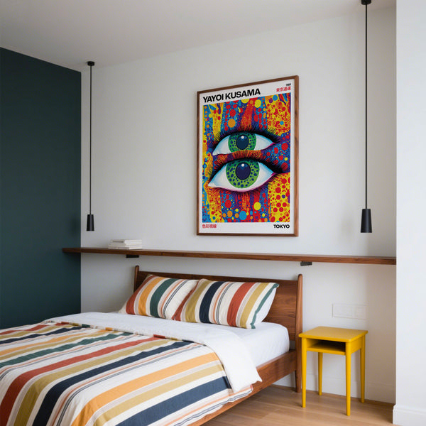 Striking funky wall art with abstract pop art elements