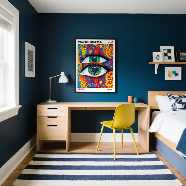 Abstract Japanese text and eyes featured in funky wall art print