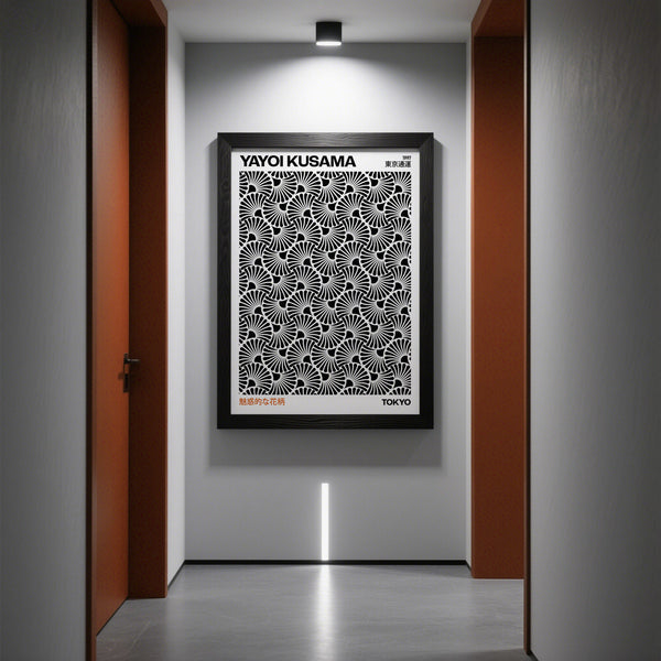 Bold contrasting patterns showcased in hypnotic wall art print