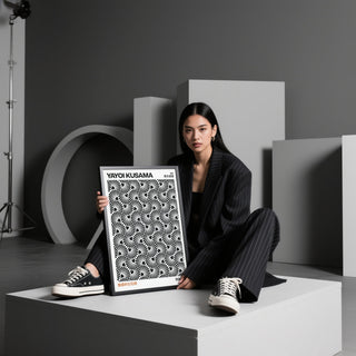 Hypnotic Wall Art displayed with Japanese Model
