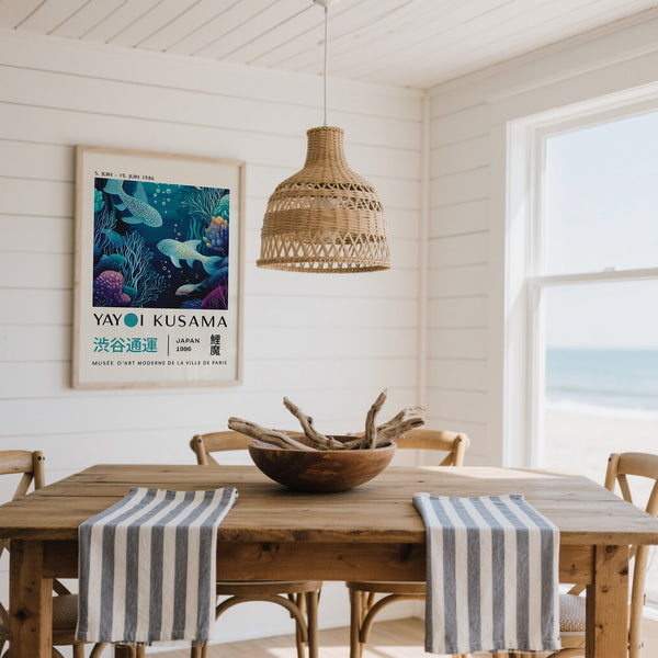 Japanese ocean artwork for dining room table