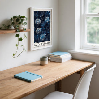 Yayoi Kusama Blue and White Wall Art for Study