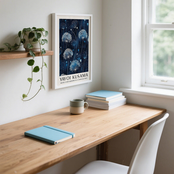 Yayoi Kusama Blue and White Wall Art for Study
