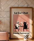 Gossiping cats poster for quirky and whimsical decor
