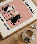 Le Cat Chat funny art print for coffee lovers
