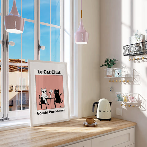 Chic cat art for cafes and quirky home decor
