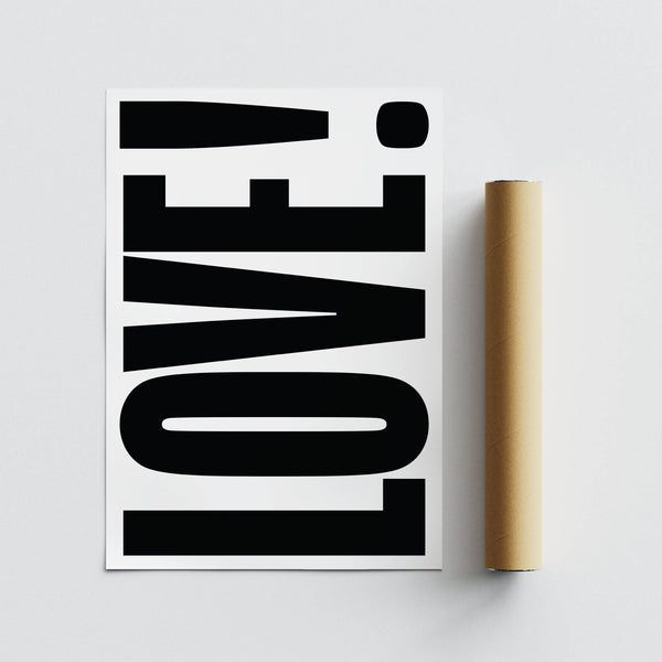 Contemporary interior with LOVE design from large motivational posters