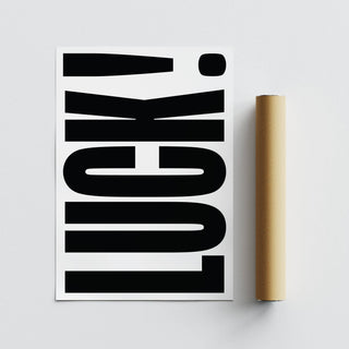 Entryway styled with striking black and white good luck gifts print