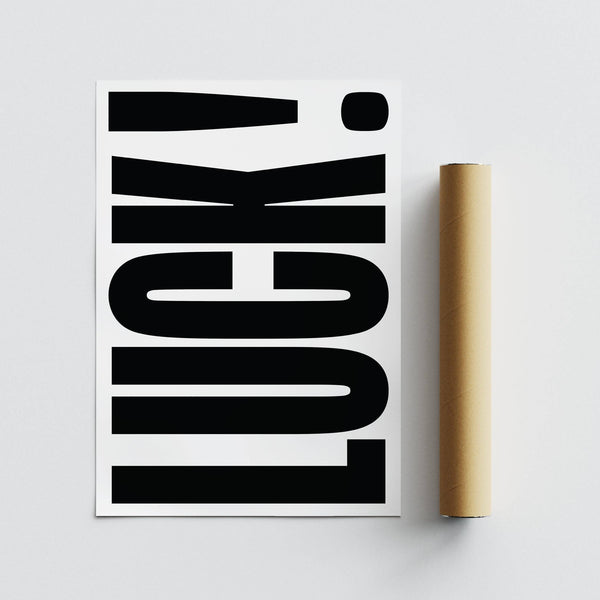 Entryway styled with striking black and white good luck gifts print