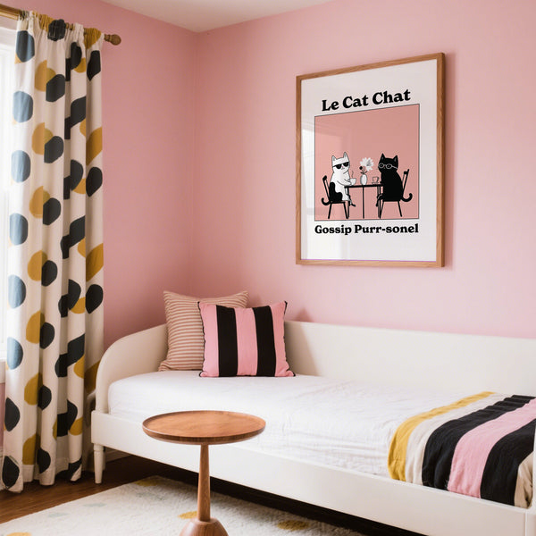 Vibrant funny cat artwork perfect for cat lovers' home decor