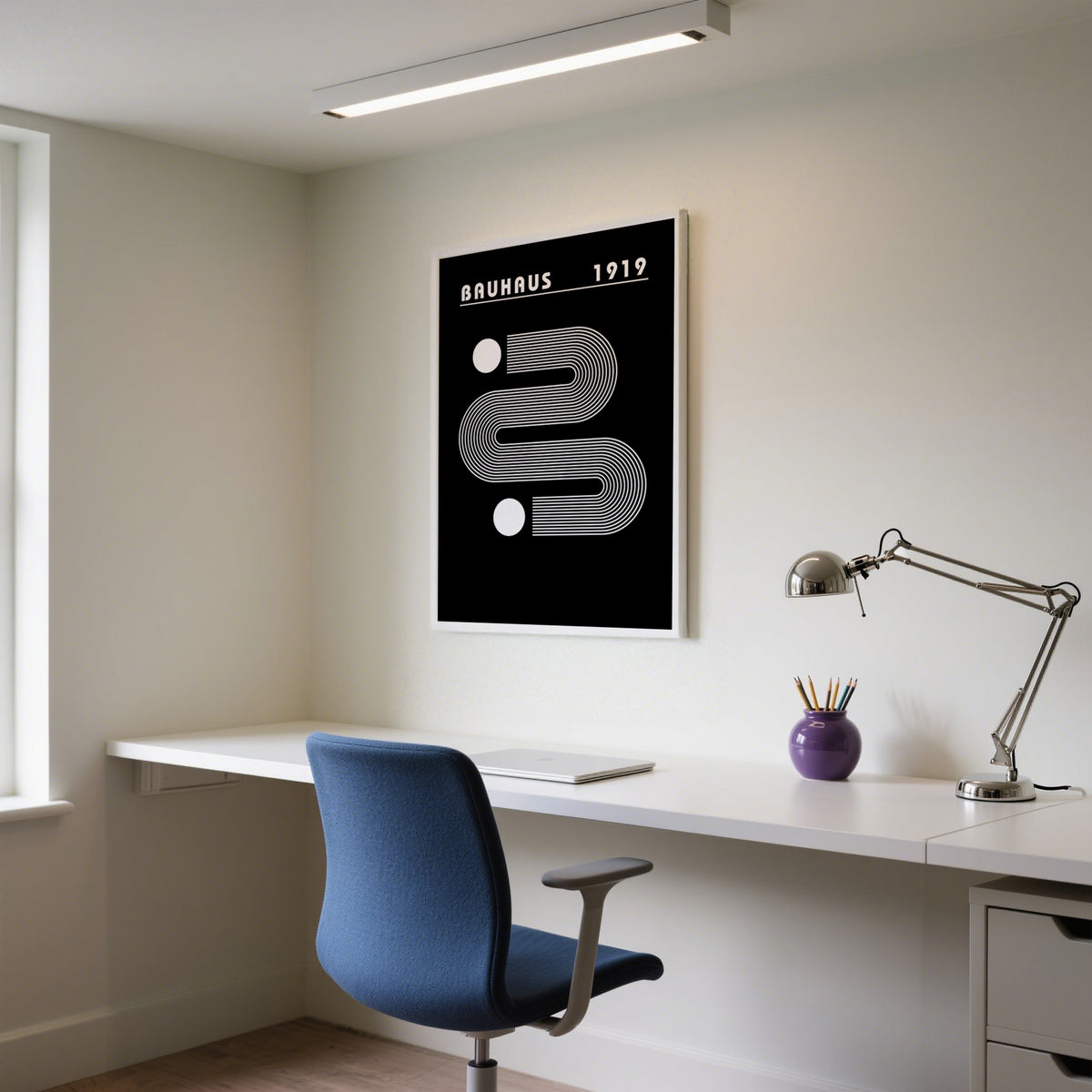 Decorative black minimalist art with structured Bauhaus patterns