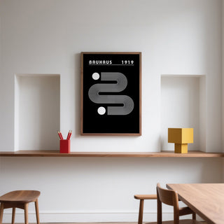 Abstract black minimalist art featuring clean symmetry and form