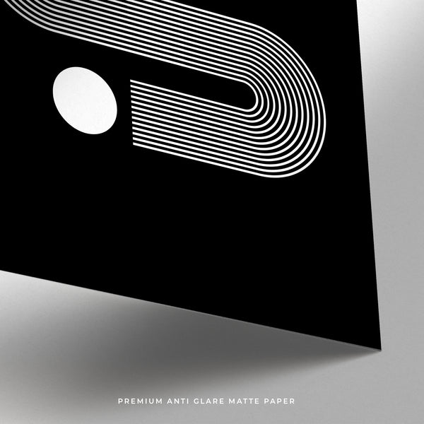 Large black minimalist art print designed for stylish living rooms