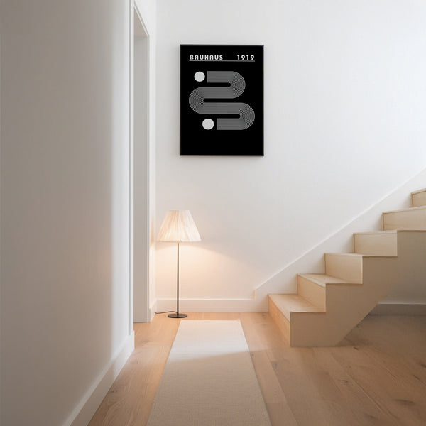 Eye-catching black minimalist art print for sleek, open spaces
