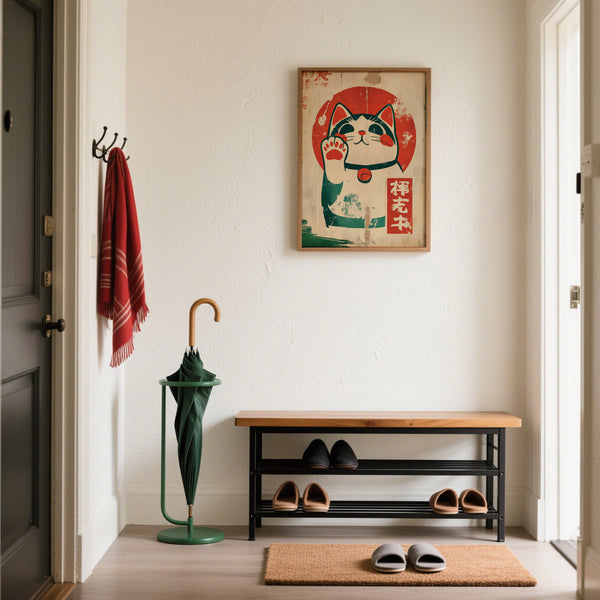 Lucky Cat Maneki-Neko Wall Art for entryway
