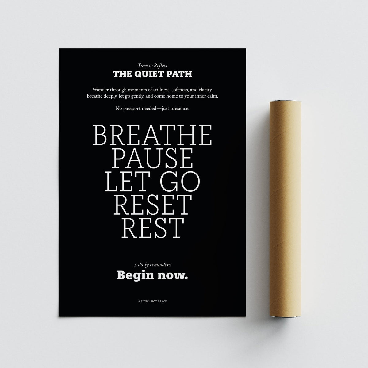 Daily stillness reminders featured in meditation wall art design

