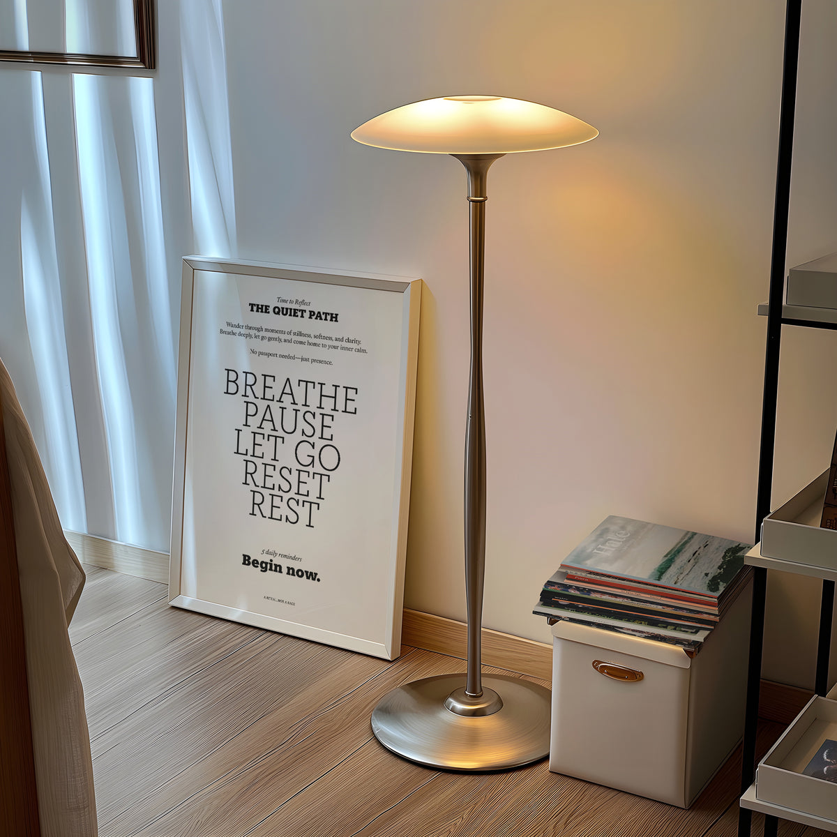 Simple wellness-themed meditation poster for calming interiors