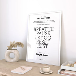 Clean type meditation poster ideal for wellness or yoga rooms