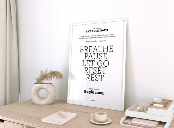 Clean type meditation poster ideal for wellness or yoga rooms