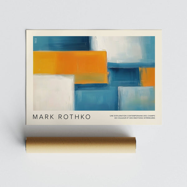 High-quality wide wall art print with blue and yellow hues​