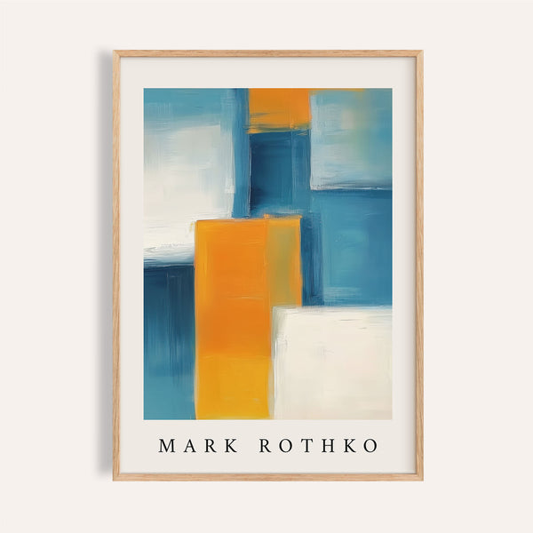 blue and yellow wall art featuring bold colour blocks